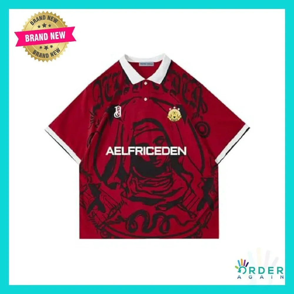 Oversized Polo Tee Vintage Y2K Streetwear Nun Portrait Graphic Casual Top - Picture 2 of 8